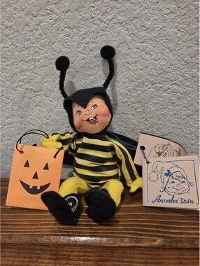 Vintage 1999 Annalee Halloween Boy Bumblebee Doll - 7" Trick or Treater